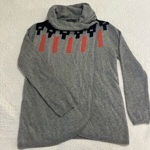 THML-Anthropologie Brand Gray/Black/Orange Wrap Sweater.